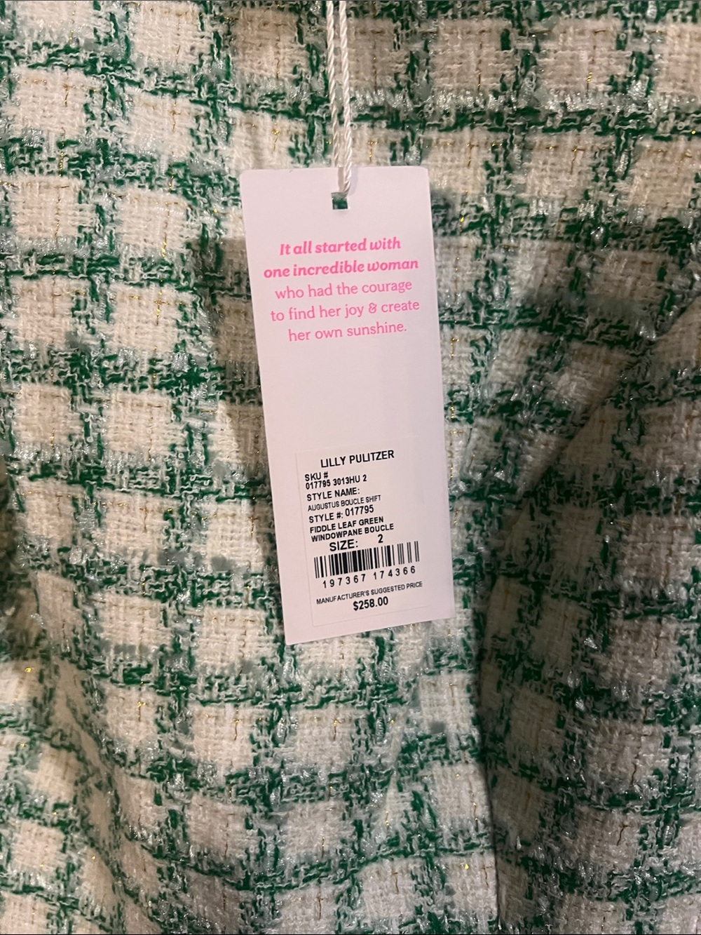 Lilly Pulitzer Green & White Tweed Sleeveless Shift Dress - Picture 3 of 6